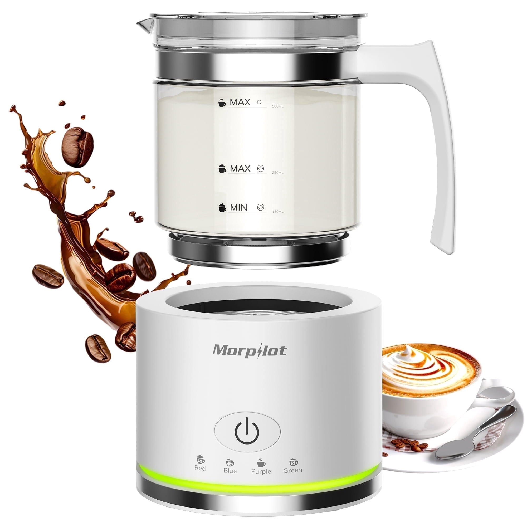 Electric Milk Frother, 500ML Automatic Frother in Glass, Milk Steamer, Apartment Essentials Must Haves, Foam Maker for Espresso, Coffee, Latte Cappuccino, Macchiato, Hot Chocolate